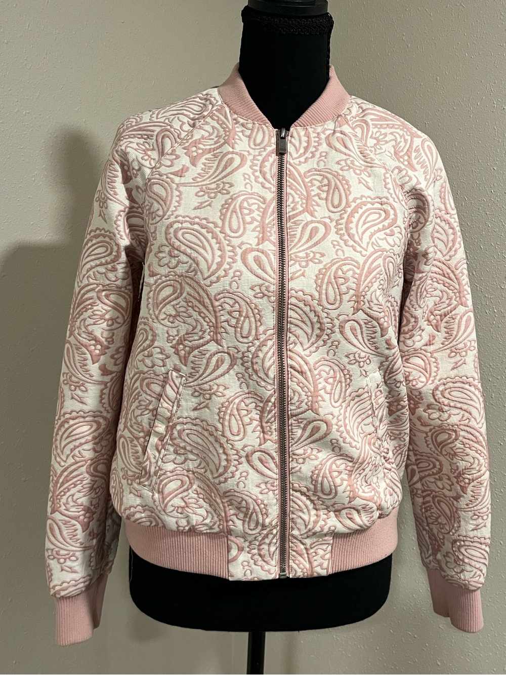 Victoria Beckham for Target Pink Paisley-Print Bomber Jacket-XSMALL